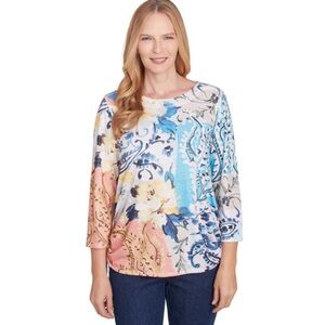Alfred Dunner Multicolor Women's Top